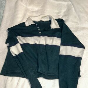 Sweater striped collar long sleeve